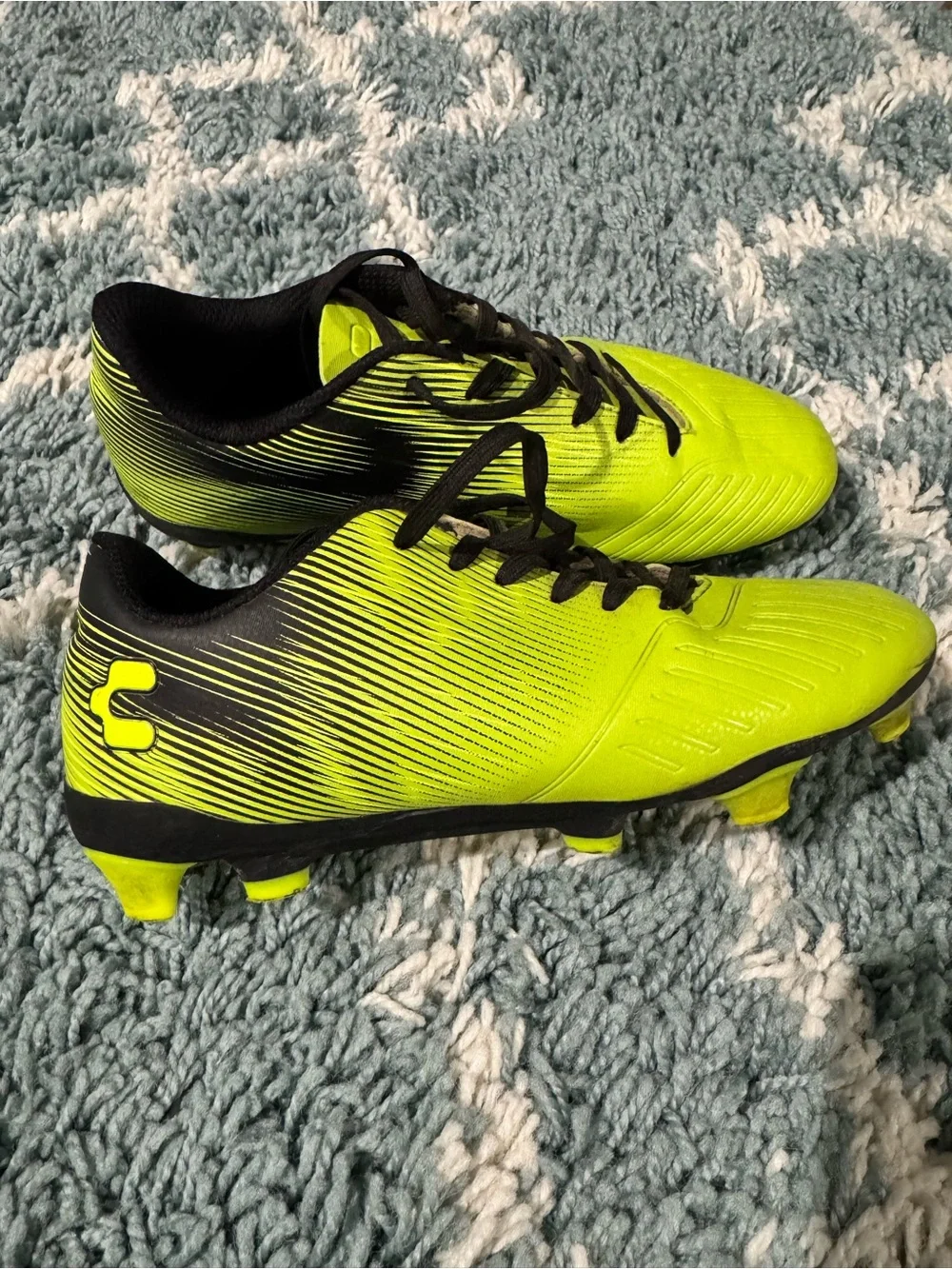Kid’s Neon Green Soccer Cleats with Black Accents
